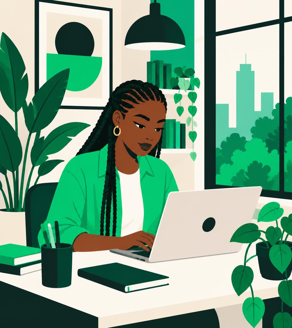 Illustration of an African designer working on a laptop